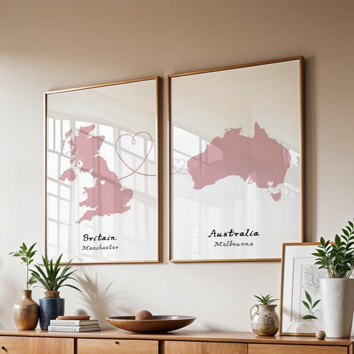 Personalised two location Prints