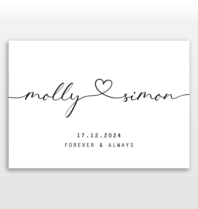 Personalised Heart Linked Names Print