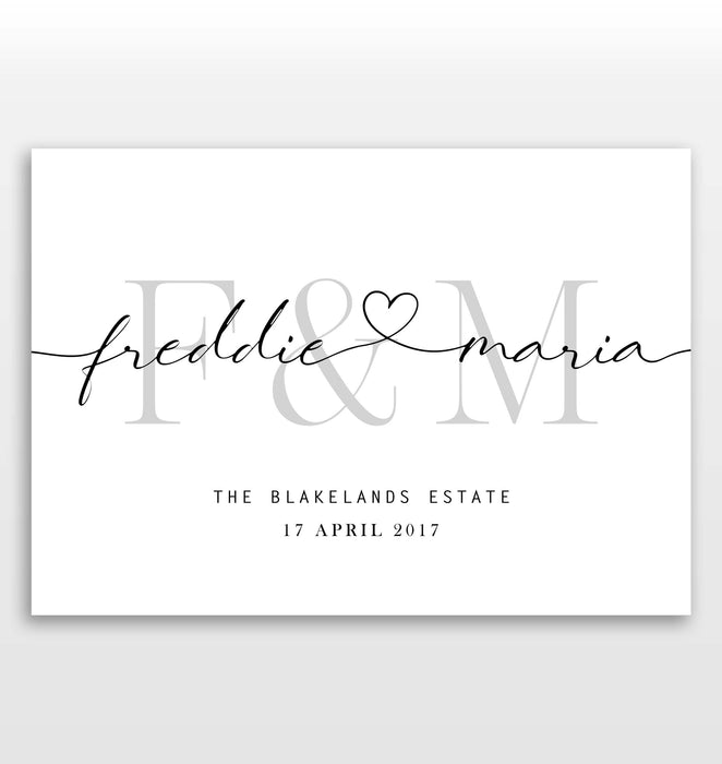 Personalised Heart Linked Names Print