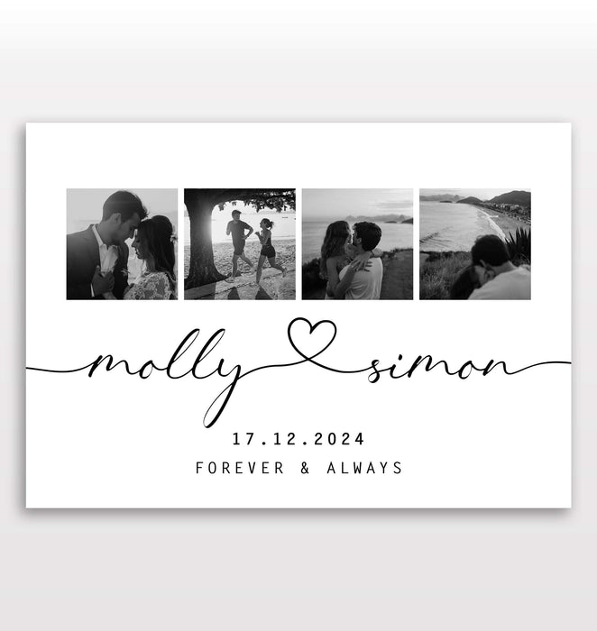 Personalised Collage Heart Linked Names Print
