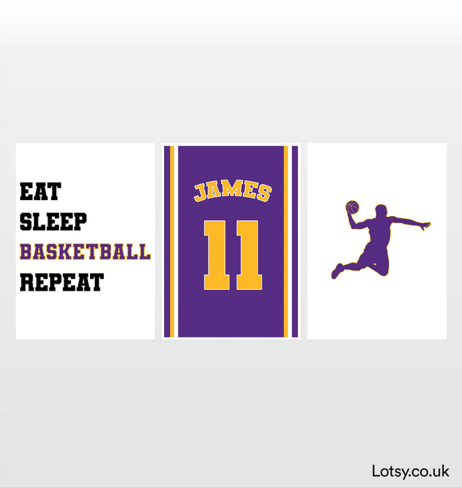 Baloncesto - Impresión personalizable - Juego de 3