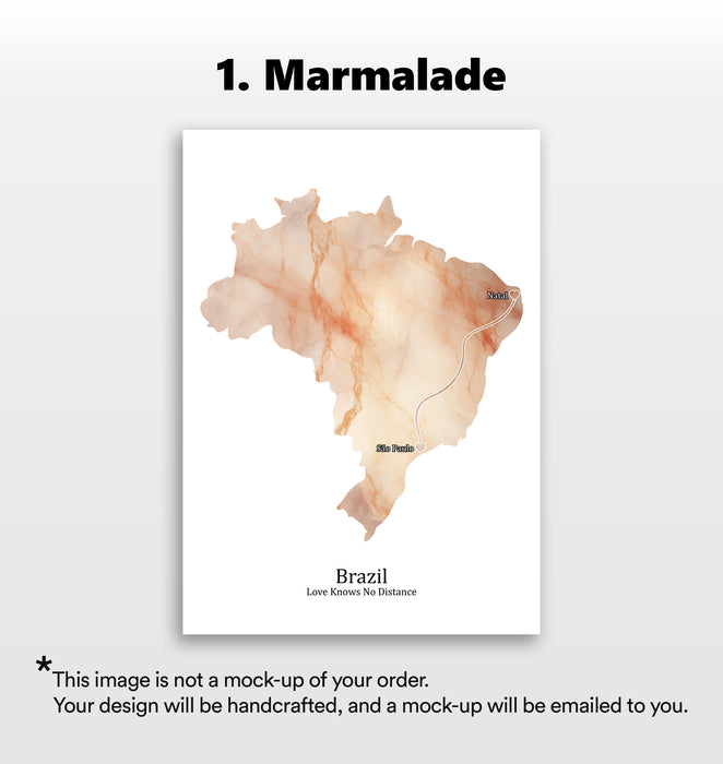 Personalised Light Marble Effect Portrait Location Print - Custom Line