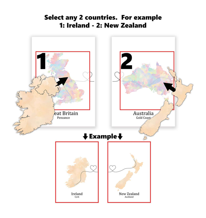 Personalised two location Prints 2.0 - Custom Line