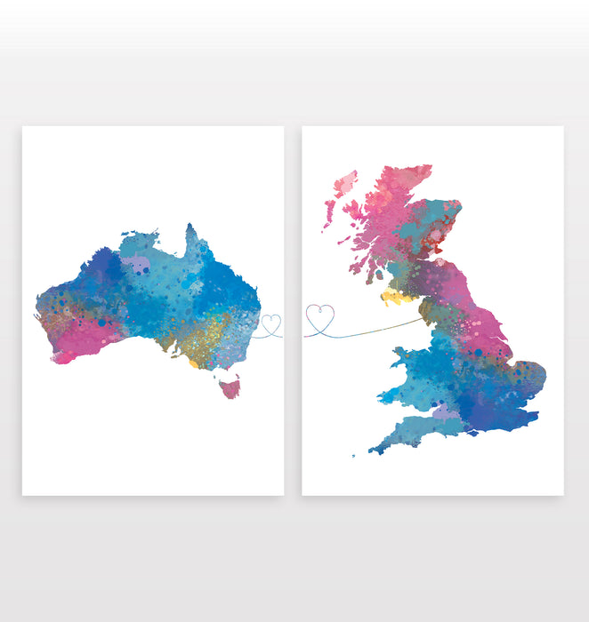 Australia to Britain - Set of 2 Prints