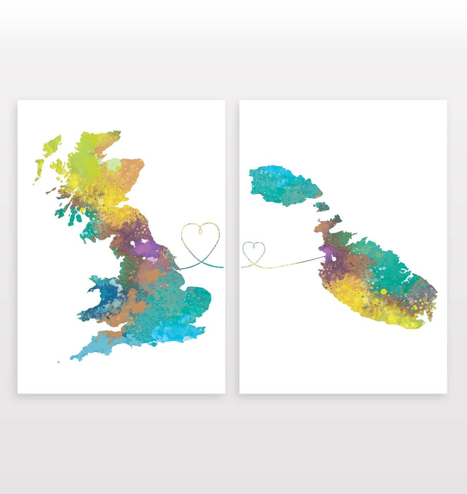 Uk to Malta - Set of 2 Prints