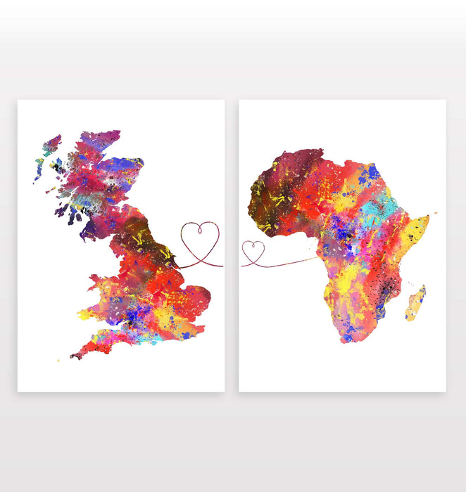 Uk to Africa - Set of 2 Prints