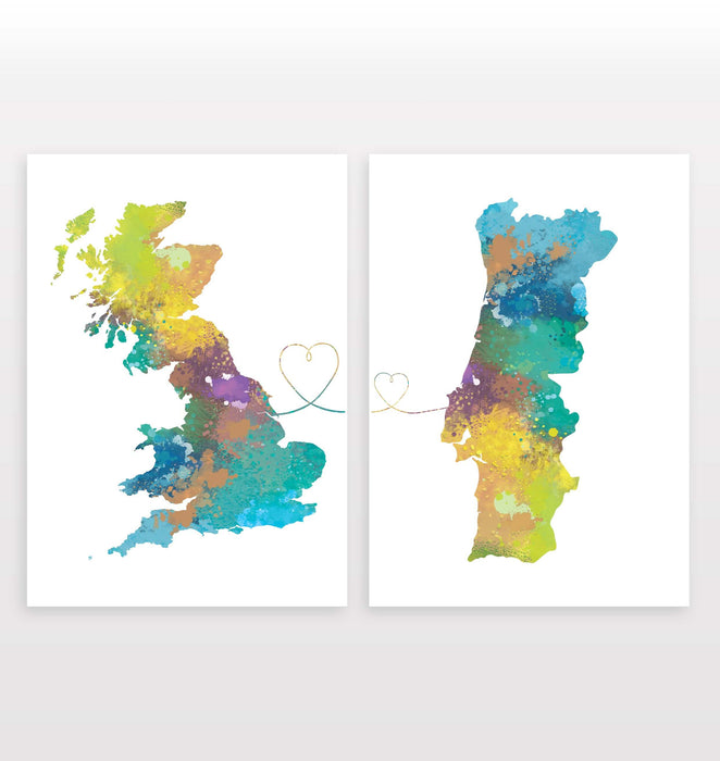 Uk to Portugal - Set of 2 Prints