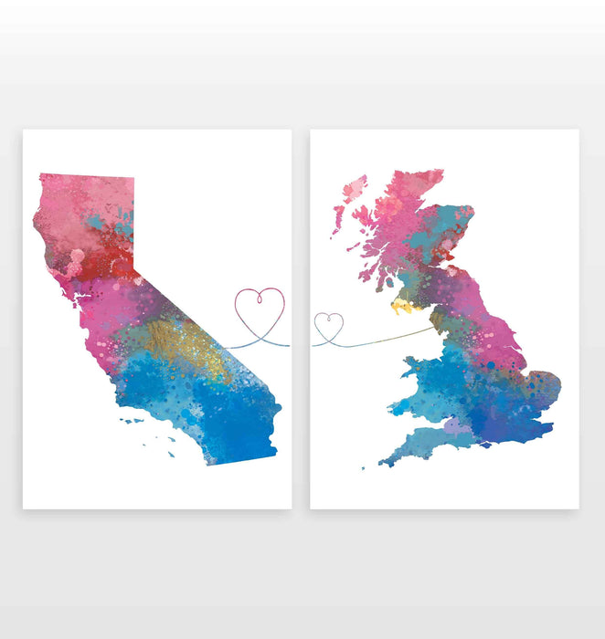 California to Britain - Set of 2 Prints