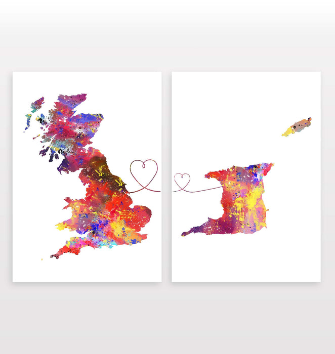 Uk to Trinidad and Tobago - Set of 2 Prints