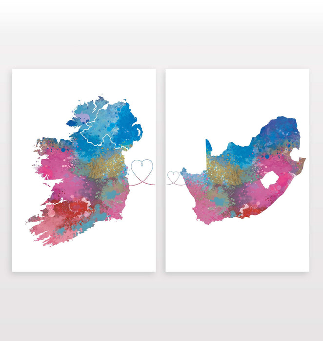 Ireland to South Africa - Set of 2 Prints