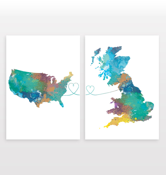 USA to Britain - Set of 2 Prints