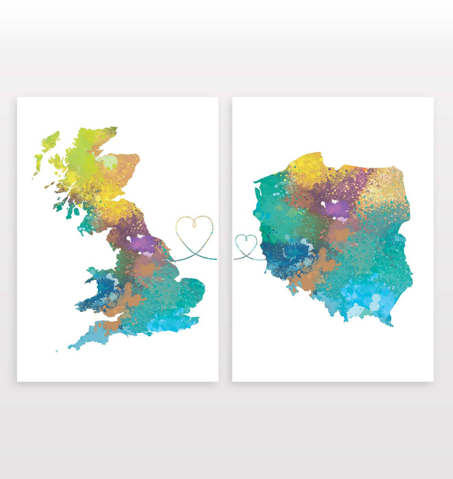 Uk to Poland - Set of 2 Prints