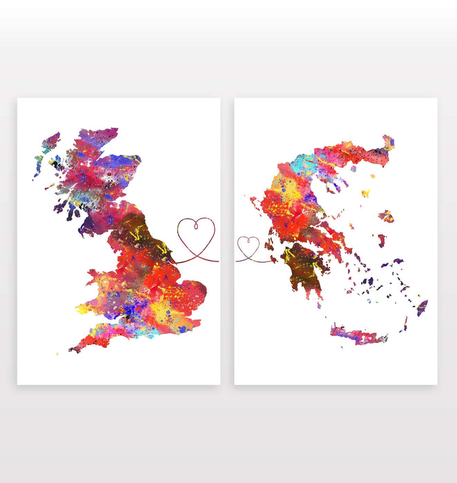 Uk to Greece - Set of 2 Prints