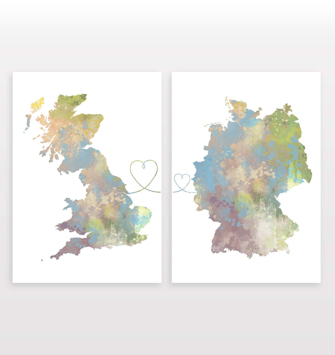 Uk to Germany - Set of 2 Prints