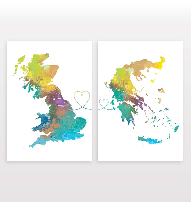 Uk to Greece - Set of 2 Prints