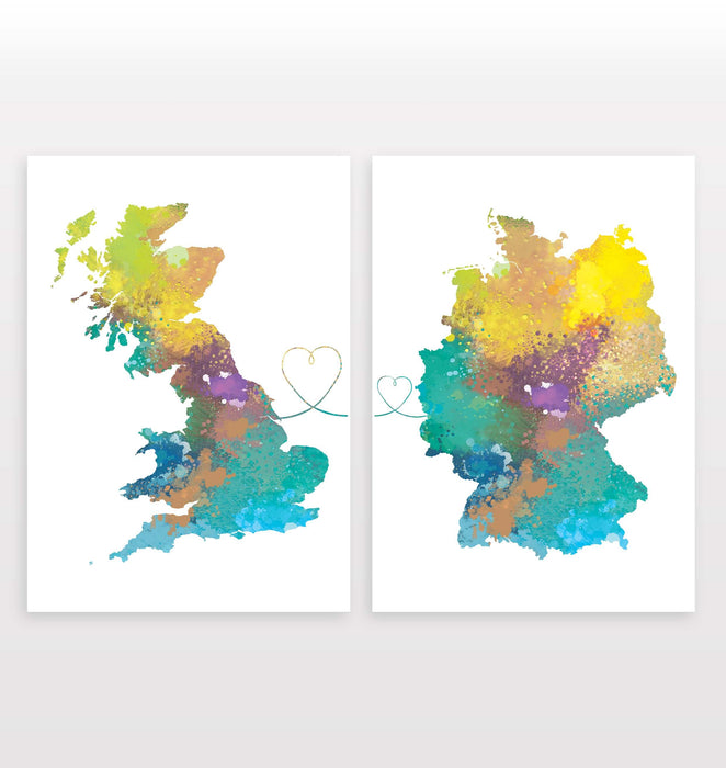 Uk to Germany - Set of 2 Prints