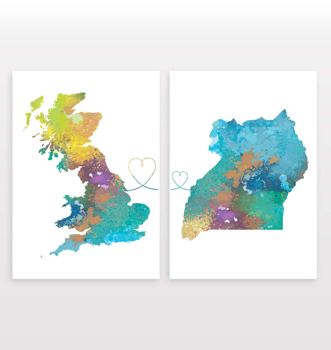 Uk to Uganda - Set of 2 Prints