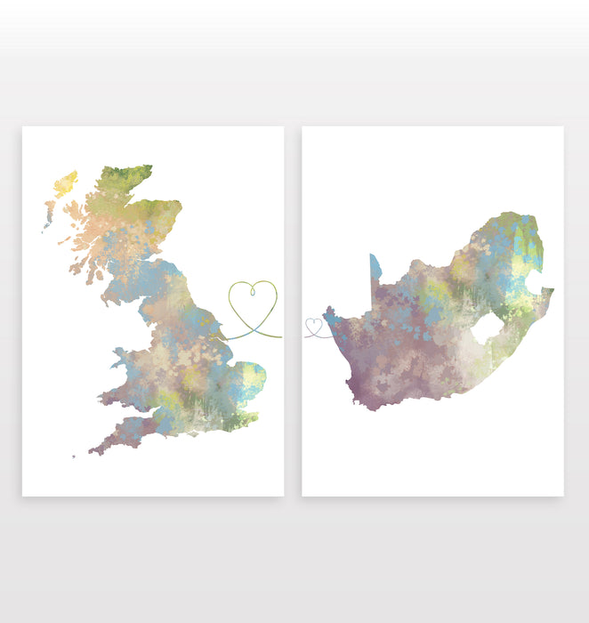 Uk to South Africa - Set of 2 Prints