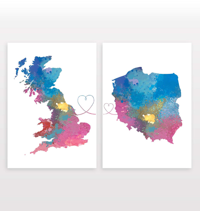 Uk to Poland - Set of 2 Prints