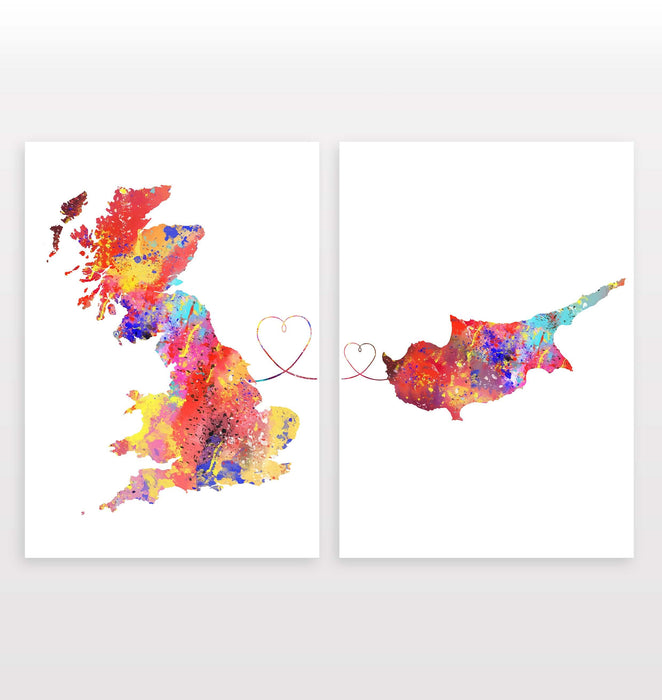 Uk to Cyprus - Set of 2 Prints