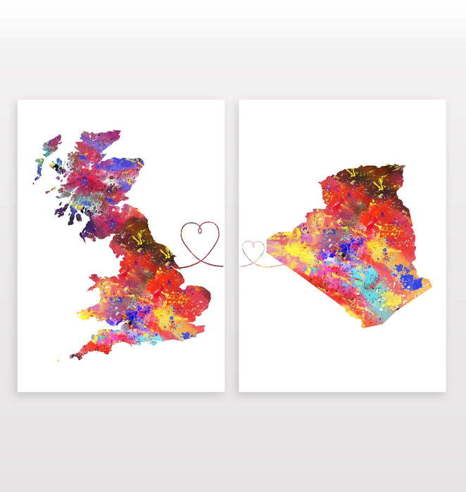 Uk to Algeria - Set of 2 Prints