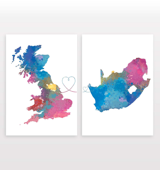 Uk to South Africa - Set of 2 Prints