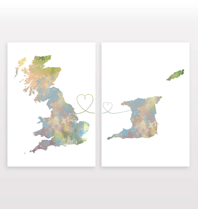 Uk to Trinidad and Tobago - Set of 2 Prints