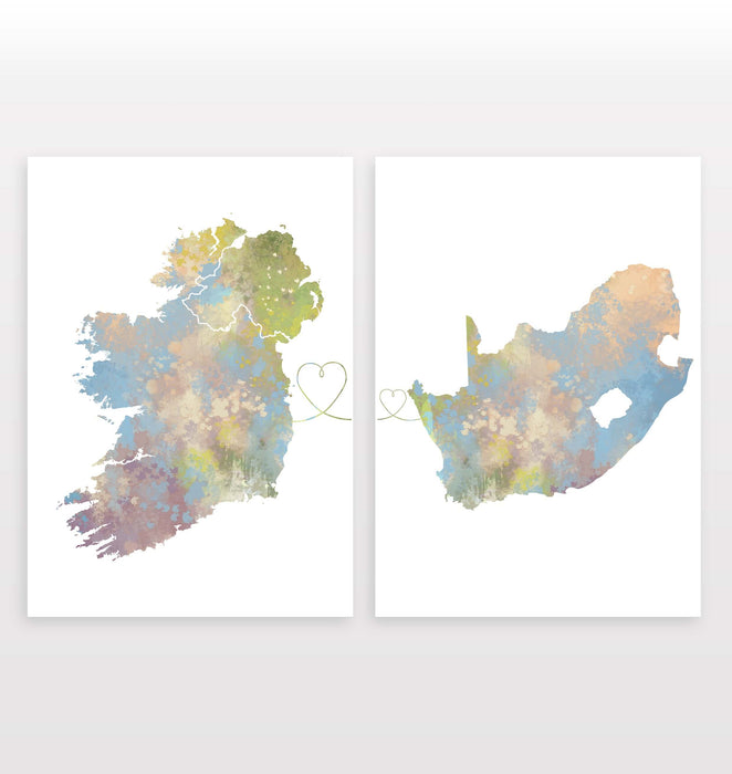 Ireland to South Africa - Set of 2 Prints