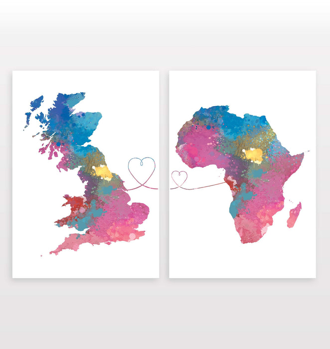 Uk to Africa - Set of 2 Prints