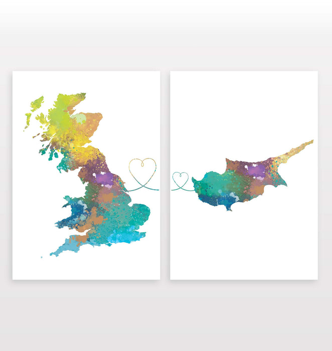 Uk to Cyprus - Set of 2 Prints