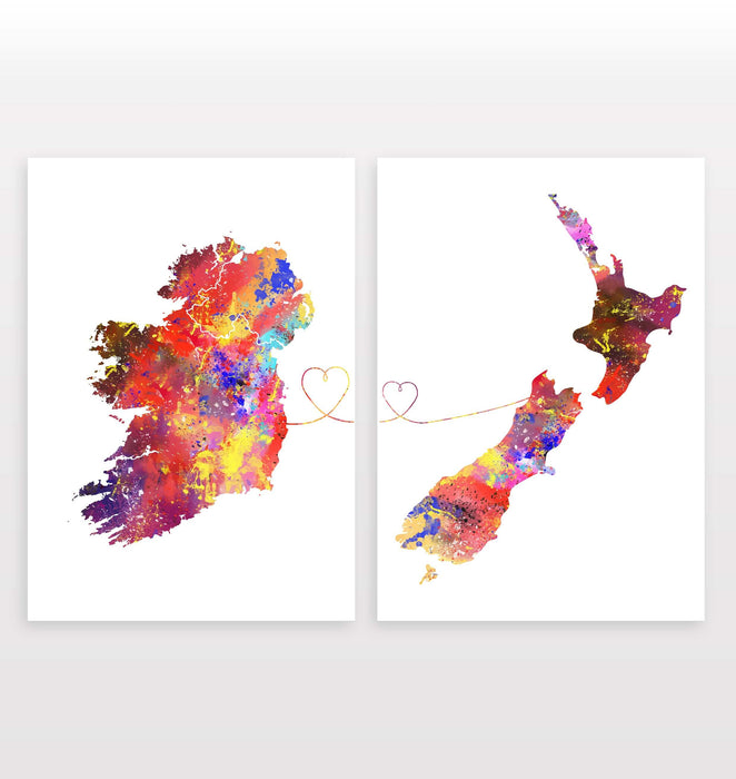 Ireland to New Zealand - Set of 2 Prints