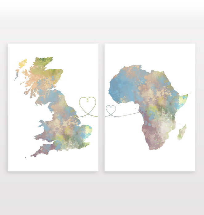 Uk to Africa - Set of 2 Prints