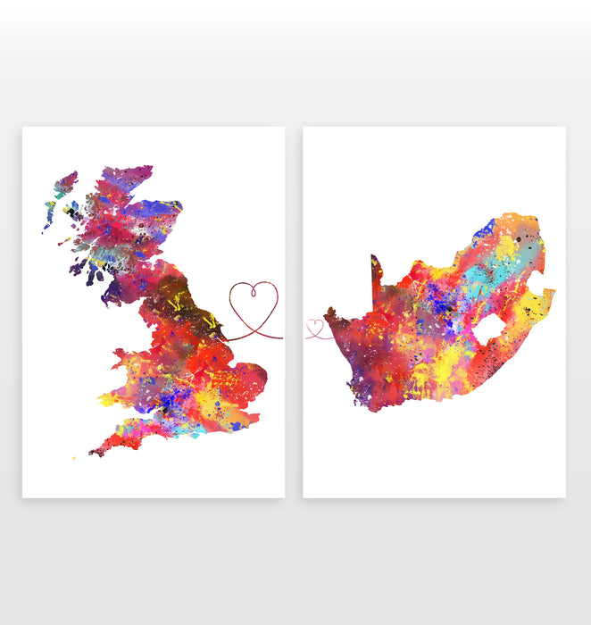 Uk to South Africa - Set of 2 Prints