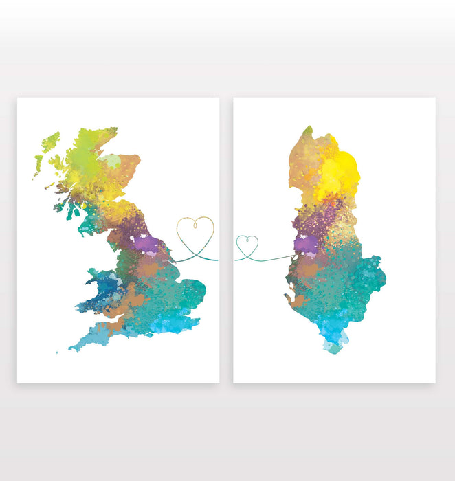 Uk to Albania - Set of 2 Prints