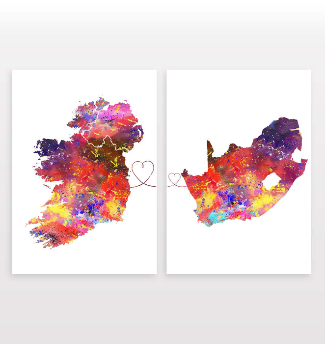 Ireland to South Africa - Set of 2 Prints