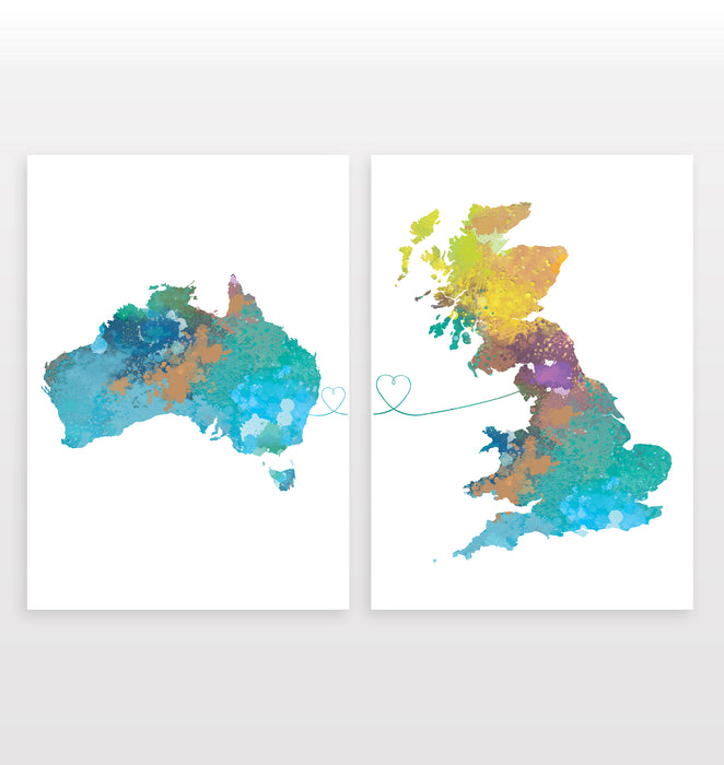 Australia to Britain - Set of 2 Prints