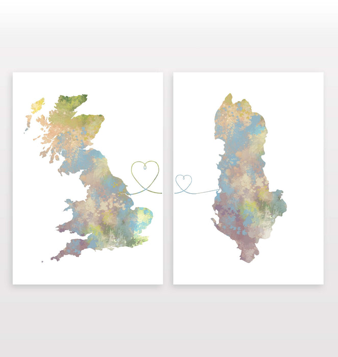 Uk to Albania - Set of 2 Prints