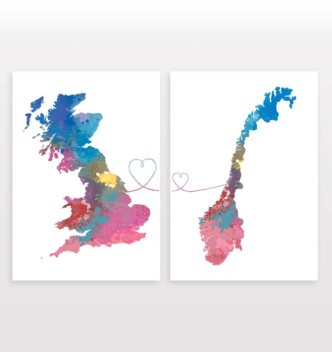 Uk to Norway - Set of 2 Prints