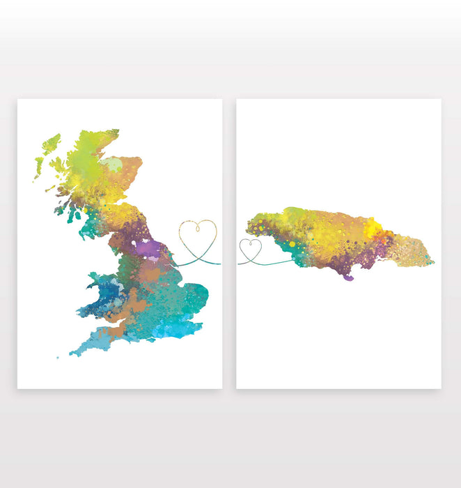 Uk to Jamaica - Set of 2 Prints