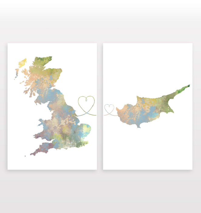 Uk to Cyprus - Set of 2 Prints