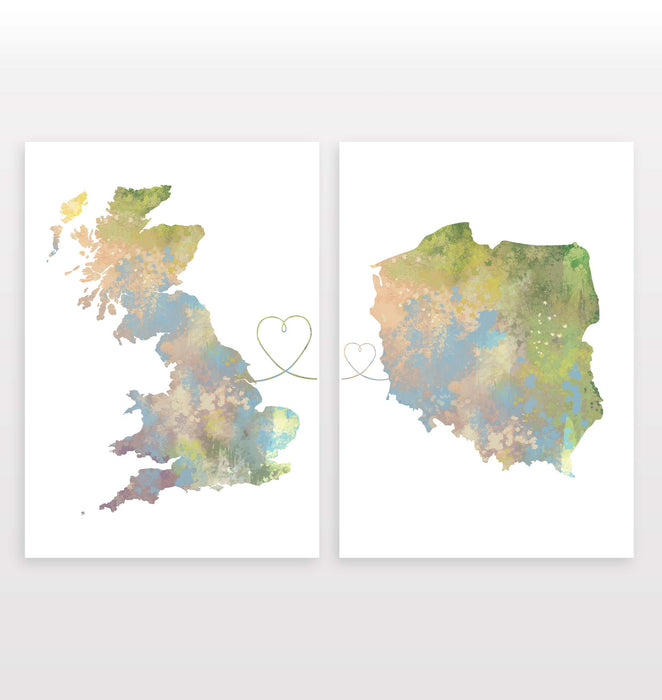 Uk to Poland - Set of 2 Prints