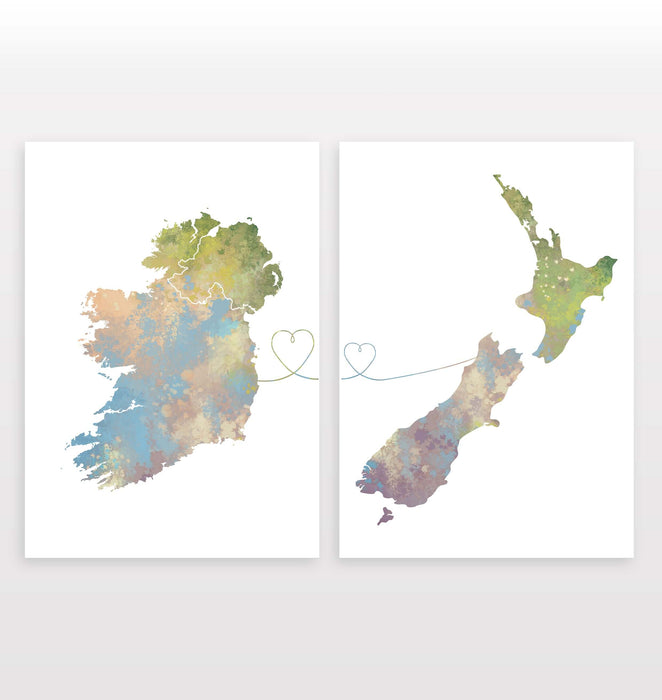 Ireland to New Zealand - Set of 2 Prints