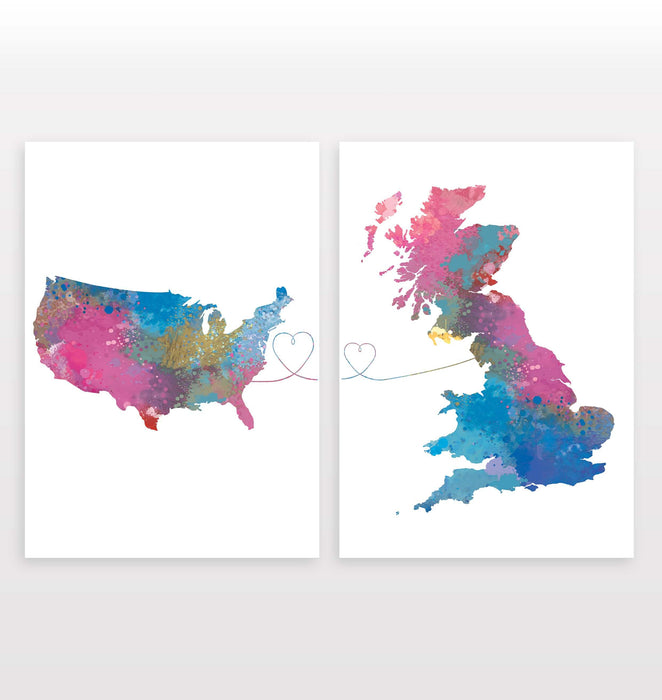 USA to Britain - Set of 2 Prints