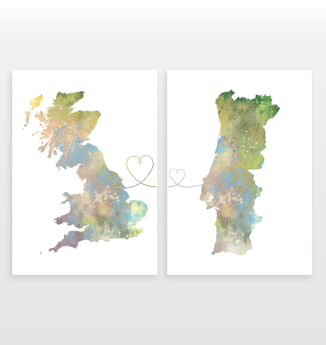Uk to Portugal - Set of 2 Prints