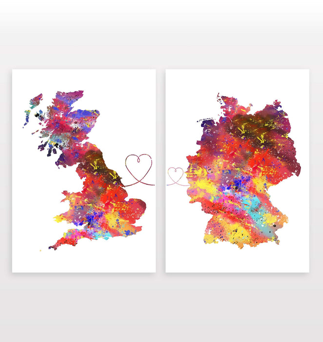 Uk to Germany - Set of 2 Prints