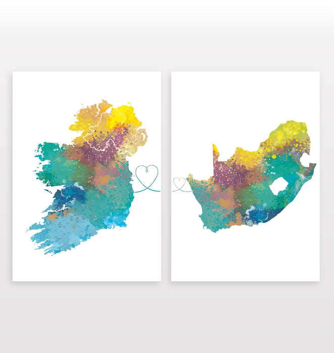 Ireland to South Africa - Set of 2 Prints