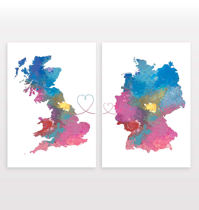 Uk to Germany - Set of 2 Prints