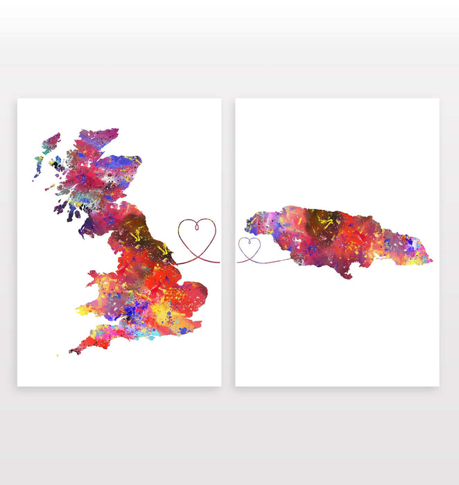 Uk to Jamaica - Set of 2 Prints