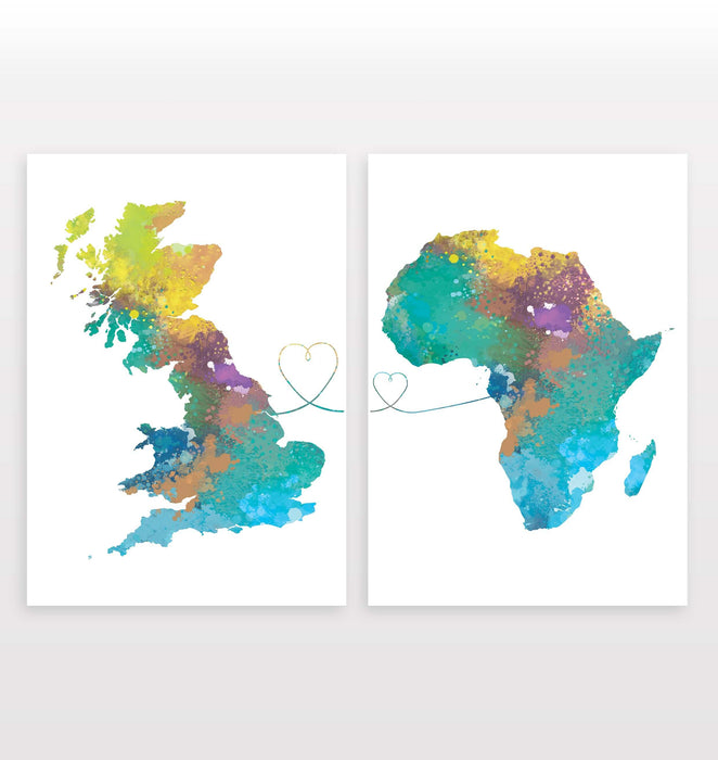 Uk to Africa - Set of 2 Prints