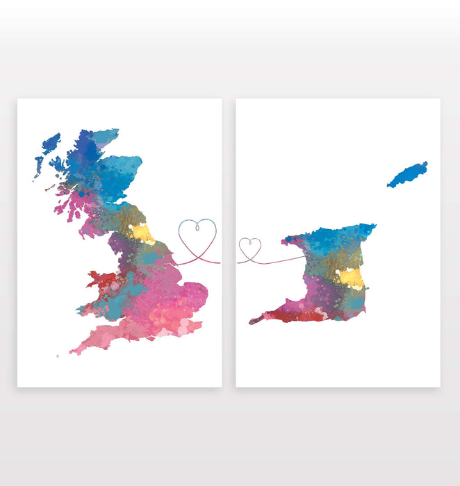 Uk to Trinidad and Tobago - Set of 2 Prints